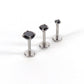 Black CZ Threadless Flat Back Earring: Tragus Piercing Stud - Surgical Steel Push Pin Stud - Tiny Tragus Earring - Cartilage Stud Earring