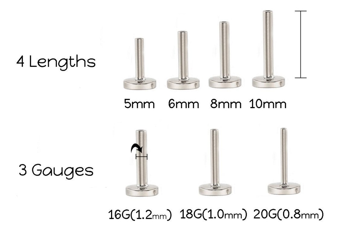 Black CZ Threadless Flat Back Earring: Tragus Piercing Stud - Surgical Steel Push Pin Stud - Tiny Tragus Earring - Cartilage Stud Earring