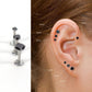 Black CZ Threadless Flat Back Earring: Tragus Piercing Stud - Surgical Steel Push Pin Stud - Tiny Tragus Earring - Cartilage Stud Earring