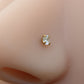 Pair Moissanite Prong Set Nose Rings Stainless Steel L Shape Gold PVD