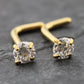 Pair Moissanite Prong Set Nose Rings Stainless Steel L Shape Gold PVD