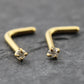 Pair Moissanite Prong Set Nose Rings Stainless Steel L Shape Gold PVD