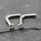 Pair Moissanite Prong Set Nose Rings Stainless Steel L Shape Gold PVD