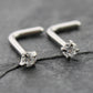 Pair Moissanite Prong Set Nose Rings Stainless Steel L Shape Gold PVD