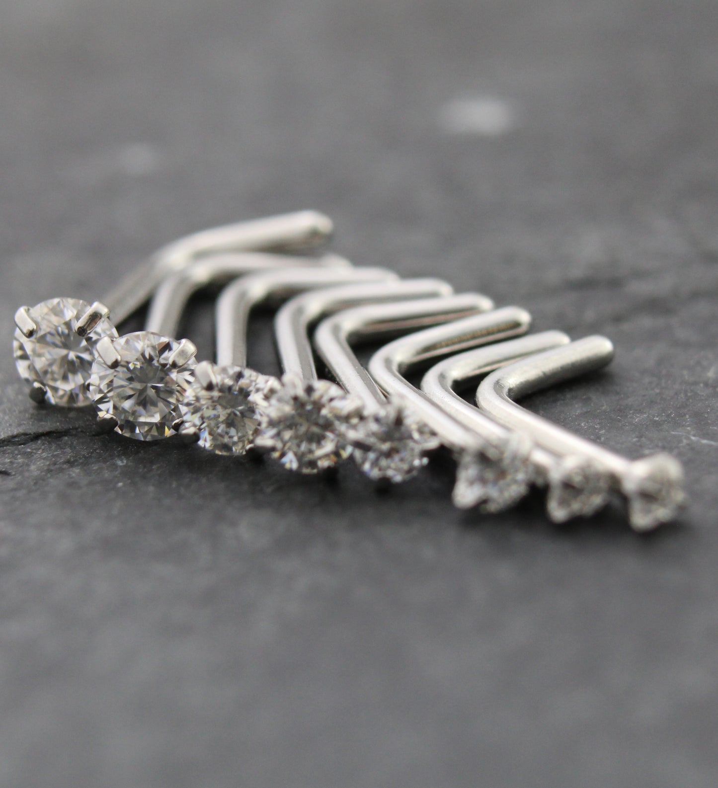 Pair Moissanite Prong Set Nose Rings Stainless Steel L Shape Gold PVD