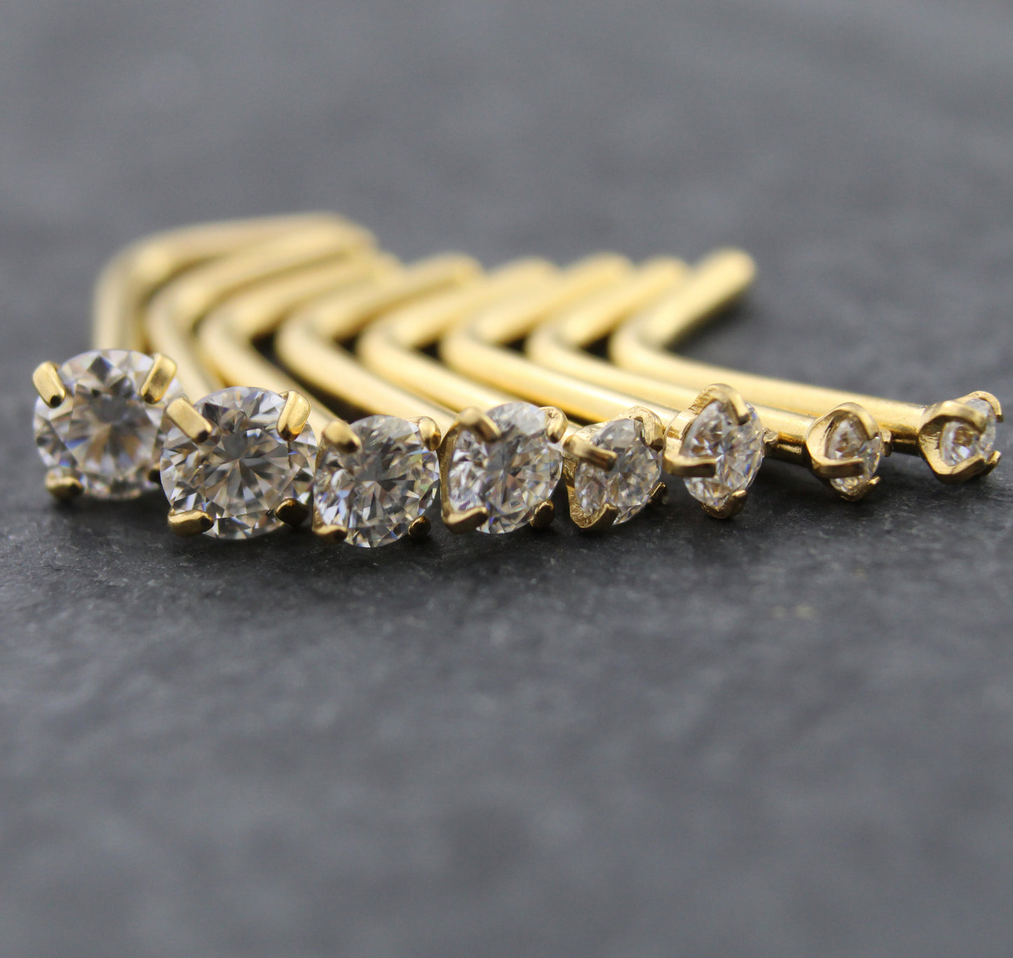 Pair Moissanite Prong Set Nose Rings Stainless Steel L Shape Gold PVD