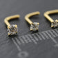 Pair Moissanite Prong Set Nose Rings Stainless Steel L Shape Gold PVD
