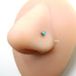 Genuine Turquoise Stone Nose Stud Bones, 18G Surgical Stainless Steel L Shape Nose Ring, 20G Low Profile Turquoise Nose Ring