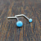 Genuine Turquoise Stone Nose Stud Bones, 18G Surgical Stainless Steel L Shape Nose Ring, 20G Low Profile Turquoise Nose Ring