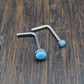 Genuine Turquoise Stone Nose Stud Bones, 18G Surgical Stainless Steel L Shape Nose Ring, 20G Low Profile Turquoise Nose Ring