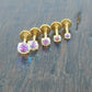 18G Threadless Implant Titanium ~ Nose Stud ~ AB Gold Tone Tragus ~ Flat Back Earrings Flatback Stud