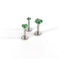 16G/18G/20G CZ Threadless Flat Back Earrings - Push Pin Nose Stud - Tiny Flatback Studs - Labret Stud - Green CZ Tragus Cartilage Stud