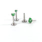 16G/18G/20G CZ Threadless Flat Back Earrings - Push Pin Nose Stud - Tiny Flatback Studs - Labret Stud - Green CZ Tragus Cartilage Stud