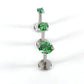 16G/18G/20G CZ Threadless Flat Back Earrings - Push Pin Nose Stud - Tiny Flatback Studs - Labret Stud - Green CZ Tragus Cartilage Stud