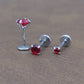 16G/18G/20G NEW Red CZ Threadless Flat Back Earrings - Push Pin Nose Stud - Flatback Studs - Labret Stud - Tragus Cartilage Stud Jewelry