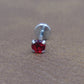 16G/18G/20G NEW Red CZ Threadless Flat Back Earrings - Push Pin Nose Stud - Flatback Studs - Labret Stud - Tragus Cartilage Stud Jewelry