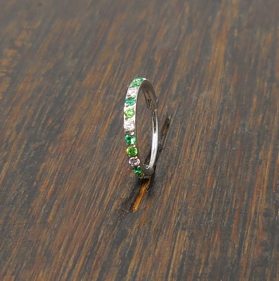 St. Patrick's Day Nose Hoops 18G/20G Surgical Steel Hinged Clicker Green Nose Stud / Hinged CZ Crystal Hoop Ring / Nose Stud Septum Ring
