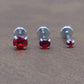 16G/18G/20G NEW Red CZ Threadless Flat Back Earrings - Push Pin Nose Stud - Flatback Studs - Labret Stud - Tragus Cartilage Stud Jewelry