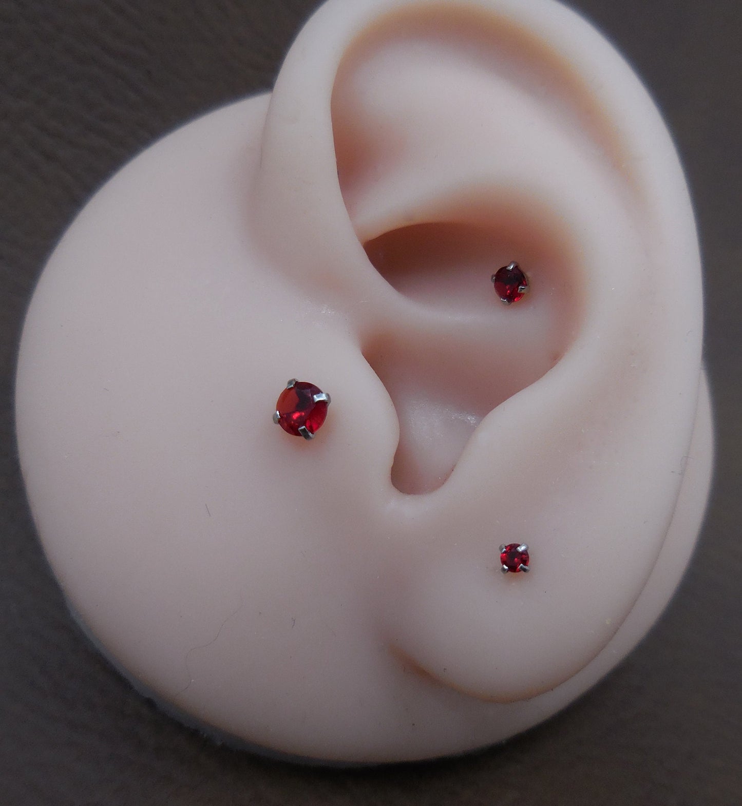 16G/18G/20G NEW Red CZ Threadless Flat Back Earrings - Push Pin Nose Stud - Flatback Studs - Labret Stud - Tragus Cartilage Stud Jewelry
