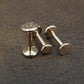 Small Flat Disc Hammered Circle Stud Earrings, Threadless Push Pin Style Gold Tone Nose Ring, 16G, 18G, 20G Unique Rustic Look Earrings