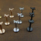 Petite 3-4mm Hammered Butterfly Stud Earrings, Threadless Push Pin Style Gold Tone Nose Ring, Unique Rustic Look Earrings, 16G, 18G, 20G