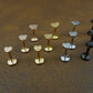 Unique 3-4mm Hammered Heart Stud Earrings, Threadless Push Pin Style Gold Tone Nose Ring, Petite Rustic Natural Look Earrings, 16G, 18G, 20G