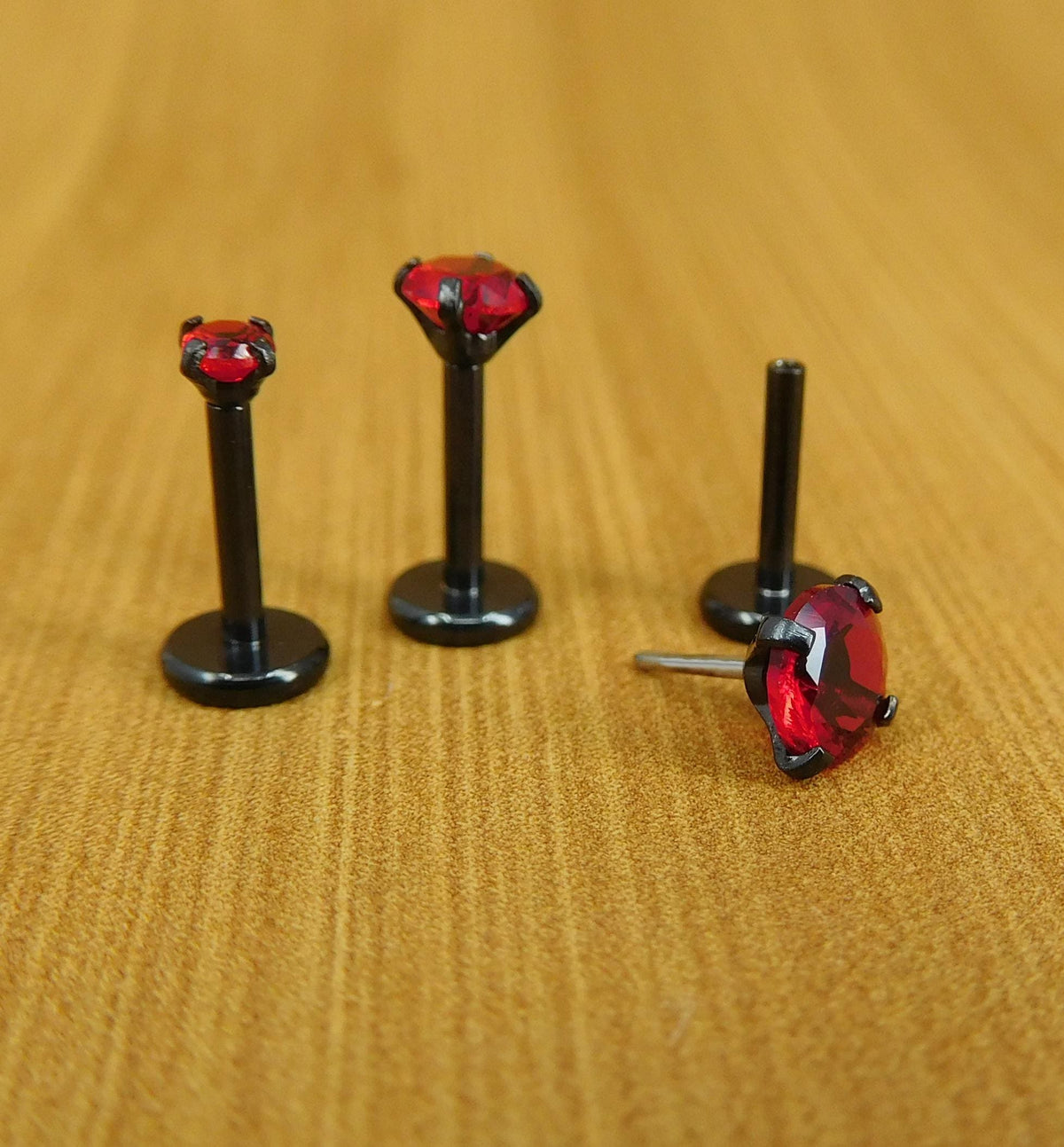 Tiny Red Tragus Flat Back Earring - Cartilage Earring • Forward Helix Piercing • Threadless Labret Piercing Stud • Tragus Piercing Stud