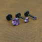 Violet Crystal Stud Earring: Black PVD Flat Back Cartilage Ring