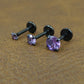 Violet Crystal Stud Earring: Black PVD Flat Back Cartilage Ring