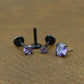 Violet Crystal Stud Earring: Black PVD Flat Back Cartilage Ring