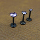 Violet Crystal Stud Earring: Black PVD Flat Back Cartilage Ring