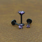 Violet Crystal Stud Earring: Black PVD Flat Back Cartilage Ring