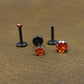 Orange Crystal Stud Earring: Black PVD Prong Set Labret Nose Ring