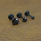 Black Crystal Prong Set Stud, Surgical Steel Flat Back, 16G 18G 20G