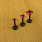 18G Red Cubic Zirconia Stud Earrings,  20G Flat Back Theadless Black PVD Nose Ring, 16G Triple Helix 2-4mm Cartilage Petite Unique Ear Rings