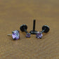 Violet Crystal Stud Earring: Black PVD Flat Back Cartilage Ring