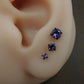 Violet Crystal Stud Earring: Black PVD Flat Back Cartilage Ring