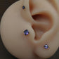 Violet Crystal Stud Earring: Black PVD Flat Back Cartilage Ring