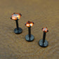 Orange Crystal Stud Earring: Black PVD Prong Set Labret Nose Ring
