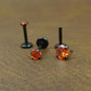Orange Crystal Stud Earring: Black PVD Prong Set Labret Nose Ring