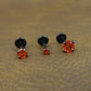 Orange Crystal Stud Earring: Black PVD Prong Set Labret Nose Ring