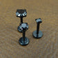 Black Crystal Prong Set Stud, Surgical Steel Flat Back, 16G 18G 20G
