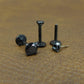Black Crystal Prong Set Stud, Surgical Steel Flat Back, 16G 18G 20G