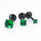 18G Green Prong Set Stud Earrings, 16G Triple Helix 2-4mm Cartilage Petite Unique Ear Rings, 20G Flat Back Theadless Black PVD Nose Rings