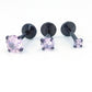 16G, 18G, 20G Pink Threadless Stud Earrings, Cartilage Tragus Rings, Prong Set Pink Crystal Black PVD Comfort Flat Back Labret Nose Ring