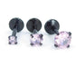16G, 18G, 20G Pink Threadless Stud Earrings, Cartilage Cubic Zirconia Tragus Rings, Prong Set Pink CZ Black PVD Flat Back Labret Nose Ring