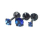 16G, 18G, 20G Blue Threadless Stud Earrings, Prong Set Royal Blue Labret Nose Ring, Black PVD Comfort Flat Back Cartilage Tragus Rings