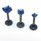 Blue CZ Black PVD Threadless Labret: Cartilage Stud Earring