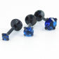 Blue CZ Black PVD Threadless Labret: Cartilage Stud Earring
