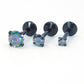 NEW 16G, 18G, 20G Black Threadless Stud Earrings, Prong Set Crystal Labret Nose Ring, Dark Rainbow Comfort Flat Back Dark Prism Tragus Rings